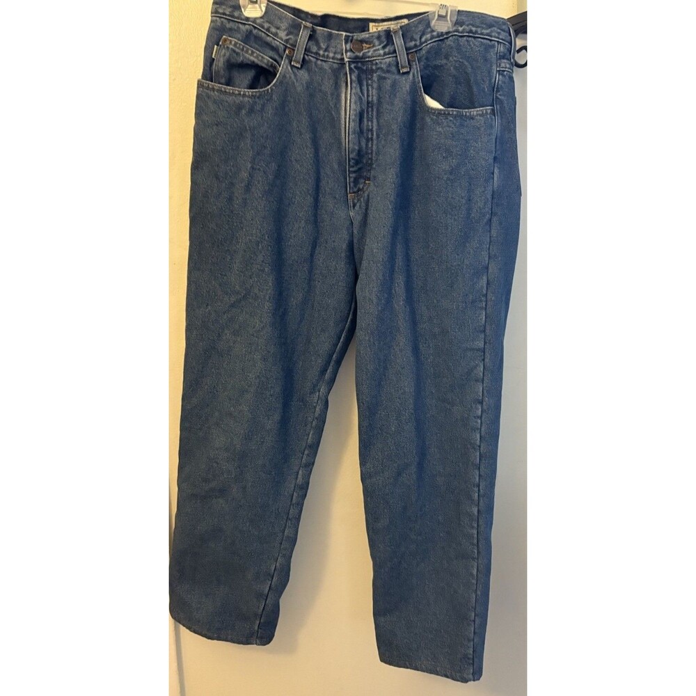 LL Bean Jeans Mens Sz 36 X 32 Fleece Lined Classic Fit Medium Washed Denim Blue